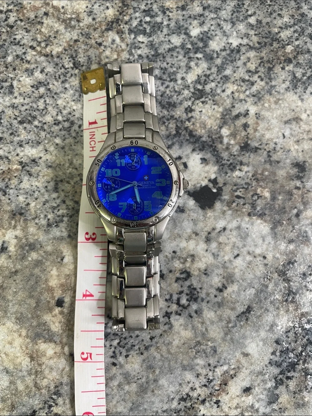 Geneva Silver Bracelet Watch with Blue Dial